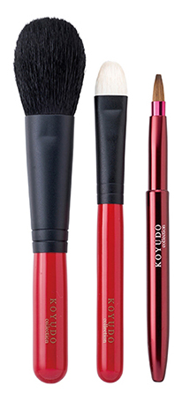 引き出物・化粧筆 熊野筆　化粧ブラシ 3本セット（赤）